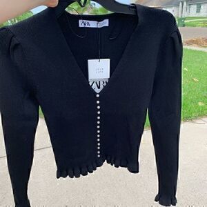 ZARA pearl button sweater